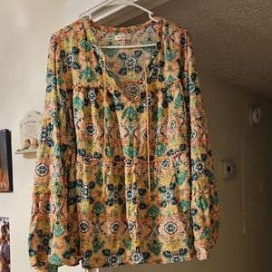 Red Camel Vibrant Floral Blouse - Yellow and Green